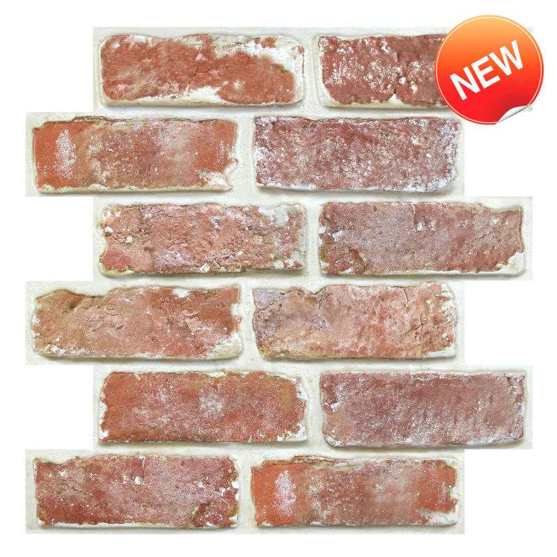 Commomy 3D Old Red Rustic Brick Peel and Stick Wall Tile